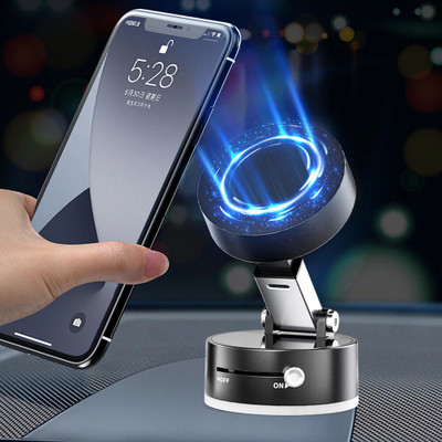 RHONNIUM Magnetic Suction Phone Mount Foldable & Retractable-Black Mobile Holder