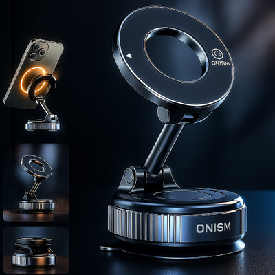 Onism Magnetic Car Phone Holder with 360° Rotation | Foldable Suction Mount Stand Mobile Holder