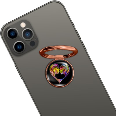 Swap-n-Snap ROSE GOLD HOLO-RING PHONE GRIP & STAND HIM HER DESIGN & SWAP MAGNET LOGO Mobile Holder