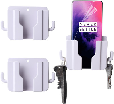 Flipkart SmartBuy Wall Mount Phone Holder Mobile Charging Stand With 2 Hook Remote Stand 3 Pies Mobile Holder