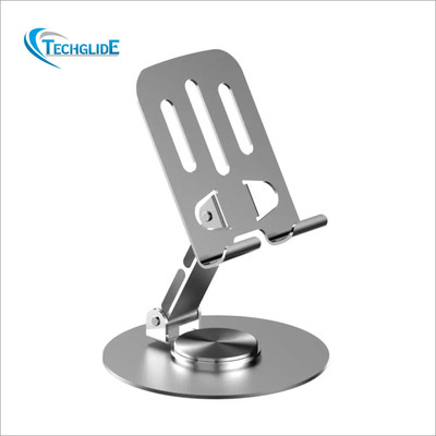 TECHGLIDE Metallic Round Base Foldable & 360 Rotatable Stand for,Phone or Tablet Mobile Holder