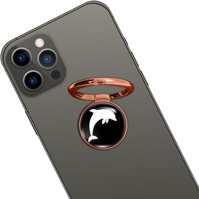 Swap-n-Snap ROSE GOLD HOLO-RING PHONE GRIP & STAND WITH DOLPHIN DESIGN & SWAP MAGNET LOGO Mobile Holder