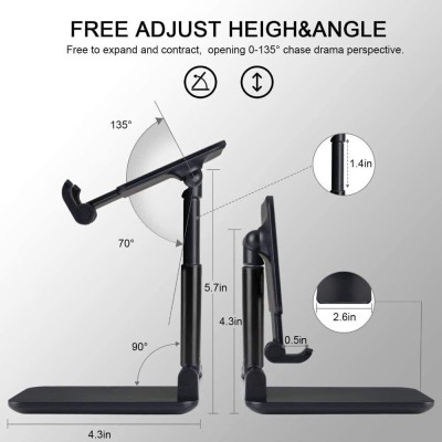 BRSS Tabletop Fully Foldable Desktop Mobile & Tablet Stand Holder, Height Adjustable Mobile Holder