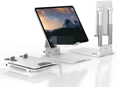 TECHGEAR Heavy Base Aluminum Holder for Tablets/Mobile/Tab Stand Mobile Holder