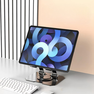 GLORSIO Aluminium Tablet Stand 360° Rotating Base and Foldable for 4-13 Inch Devices Mobile Holder