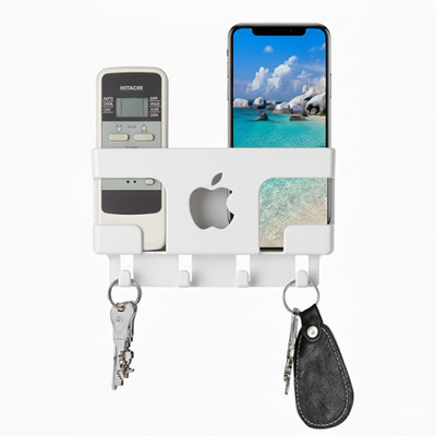 Unique Goods Haven Apple-Shaped Wall Mount Mobile Holder-No Drill-White Colour Mobile Holder