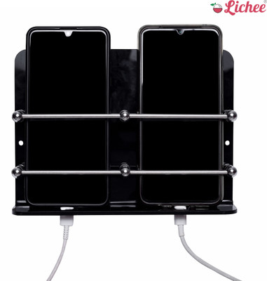 LICHEE Acrylic Black Double Stand for Charge, TV&AC Remote Holding Mobile Holder