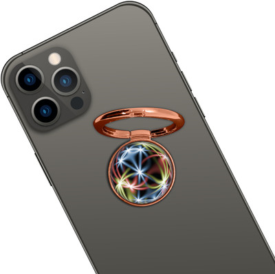 Swap-n-Snap ROSE GOLD HOLO-RING PHONE GRIP & STAND STARRY DESIGN & SWAP MAGNET LOGO Mobile Holder