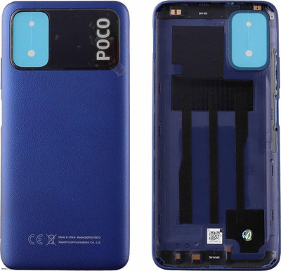 Sandreezz Xiaomi Poco M3 (with Side Volume & Power Buttons) (with Proper Logo) Back Panel(Cool Blue)