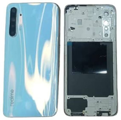 SPAREASP Realme X2 Full Housing with Middle Ring (Middle Ring + Back Panel) Blue Back Panel(White)