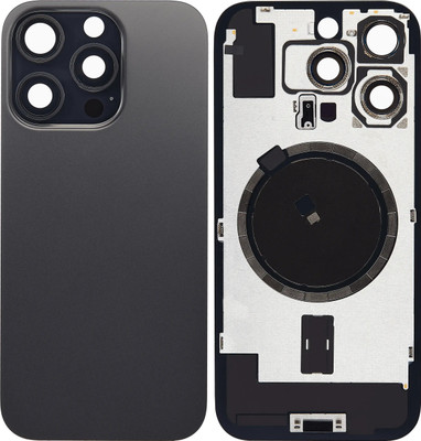 Spares4ever iPhone 16 Pro Black Titanium Replacement Glass with Camera Lens and Magsafe Magnet Back Panel(Black Titanium)