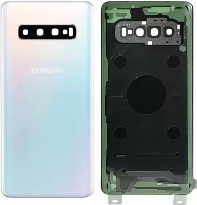 Sandreezz Samsung S10 Plus / SM-G975(With Camera lens) (with Proper Logo) (Glass) Back Panel(Prism White)