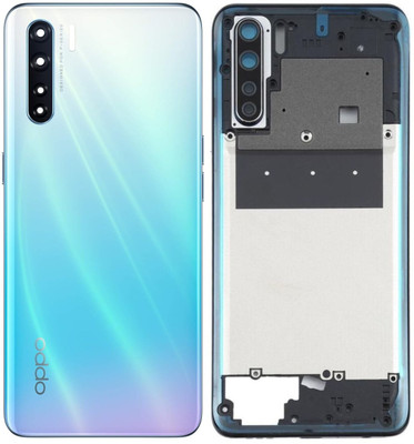 Unique4Ever OPPO ( F15 ) With Middle Ring Camera Lens Body & Volume Power Buttons Back Panel(Unicorn White)