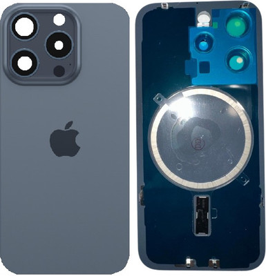 Sandreezz Apple iPhone 15 Pro Rear Housing Glass + Camera Lens + Metal Plate + Magsafe Magnets Back Panel(Blue Titanium) Sandreezz Apple iPhone 15 Pro Rear Housing Glass + Camera Lens + Metal Plate + Magsafe Magnets Back Panel(Blue Titanium)