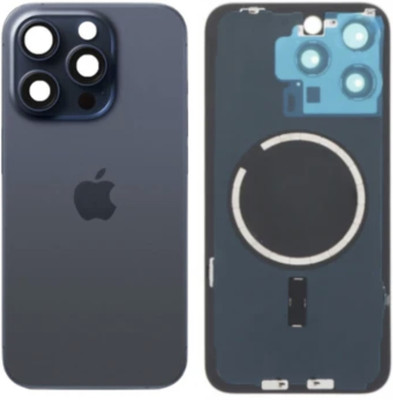 Flipkart SmartBuy Apple iPhone 15 Pro Rear Back Glass with Camera Lens Cover + MagSafe Magnet Ring Back Panel(Blue Titanium)