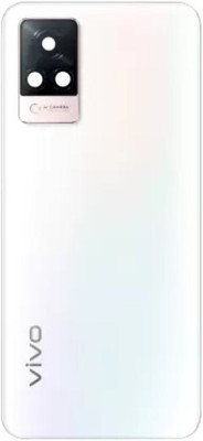 Sandreezz Vivo V21 (5G) (Glass) (With Camera lens Ring) (with Proper Logo) Back Panel(Arctic White)