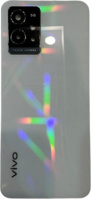 Sandreezz Vivo T1 (5G) (Glass) (With Camera lens Ring) (with Proper Logo) Back Panel(Silky White)