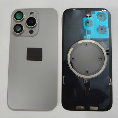 SPAREWARE Apple With Wireless Magnet Camera Glass Lens iPhone 15 Pro -Titanium Back Panel(Silver)