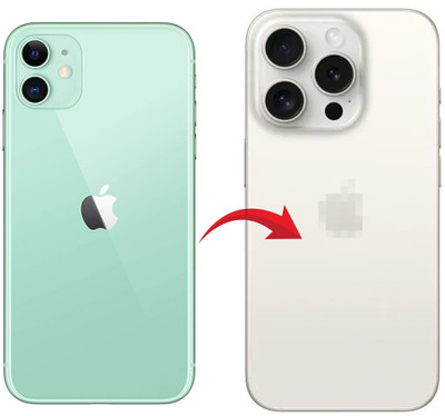 Hespa iPhone 11 To iPhone 15 Pro Full Body Housing Converter Kit Include Battery Adhesive & Waterproof Seal Full Panel(White Titanium)