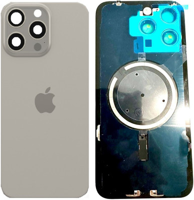 Sandreezz Apple iPhone 15 Pro Max Rear Housing Back Glass + Camera Lens + Magsafe Magnets Back Panel(Natural Titanium)