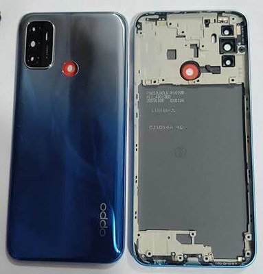 SPAREASP Oppo A53 Back Door Housing Body with Middle Ring (Middle Ring + Back Panel) Blue Back Panel(Blue)
