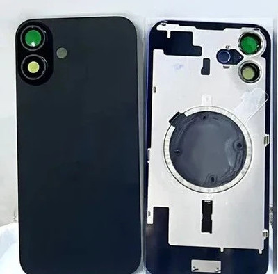 Kraze4blaze Apple iPhone 16 (Real Housing Glass + Camera Lens + Metal Plate + Magsafe Magnets) Back Panel(Black)