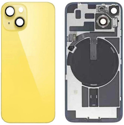 KezeMize Apple iPhone 14 Plus Rear Housing Glass + Camera Lens + Metal Plate + Magsafe Magnets Back Panel(Yellow)
