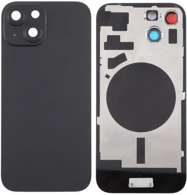 KezeMize Apple iPhone 15 Plus Real Housing Glass + Camera Lens + Metal Plate + Magsafe Magnets Back Panel(Black)