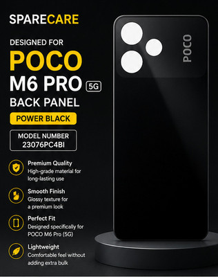 SPARECARE XIAOMI POCO M6 PRO 5G ( with Proper Brand LOGO) (Power Black) Back Panel(BLACK)