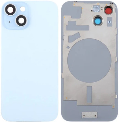 Kraze4blaze Apple iPhone 15 Plus Real Housing Glass + Camera Lens + Metal Plate + Magsafe Magnets Back Panel(Blue)