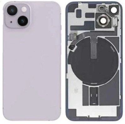 Kraze4blaze Apple iPhone 14 (Real Housing Glass + Camera Lens + Metal Plate + Magsafe Magnets) Back Panel(Purple)