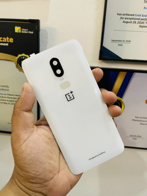 Flipkart SmartBuy OnePlus 6 (Glass) with Camera Ring lens Back Panel(White)