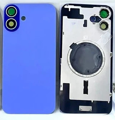 KezeMize Apple iPhone 16 Plus Real Housing Glass + Camera Lens + Metal Plate + Magsafe Magnets Back Panel(Blue)