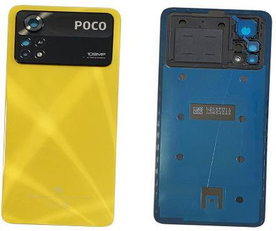 Sandreezz Xiaomi Poco X4 Pro 5G (With Camera lens) (Glass) (with Proper Logo) (Best Quality) Back Panel(Poco Yellow)