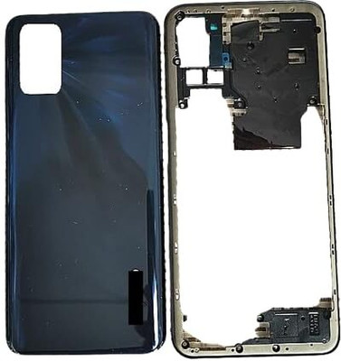 FixHub Oppo A52 Full Housing Body Back Panel Middle Ring with Camera Lens,Out Key Back Panel(BLACK)