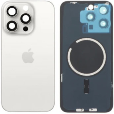 Flipkart SmartBuy Apple iPhone 15 Pro Rear Back Glass with Camera Lens Cover + MagSafe Magnet Ring Back Panel(White Titanium)
