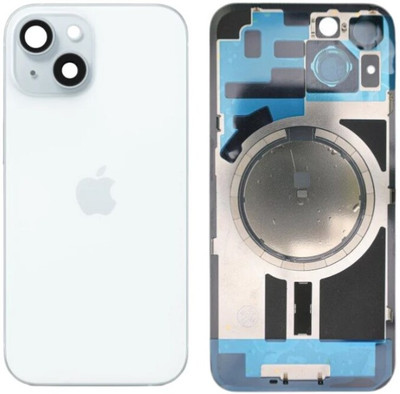 Sandreezz Apple iPhone 15 Rear Housing Glass + Camera Lens + Metal Plate + Magsafe Magnets Back Panel(Blue)