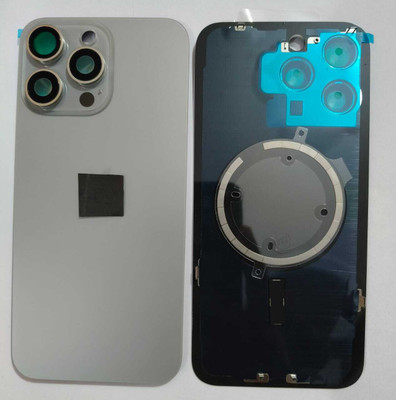 SPAREWARE Apple With Wireless Magnet Camera Glass Lens iPhone 15 Pro Max -Titanium Back Panel(Silver)