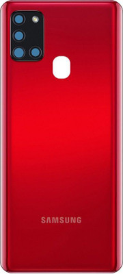 Sparevilla Samsung Samsung Galaxy A21s : Red (WITH ALL BRAND LOGO & CAMERA GLASS LENS FITTING) Back Panel(Red)