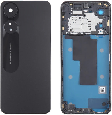 SPAREASP Oppo A58 Back Door Housing Body with Middle Ring (Middle Ring + Back Panel) Black Back Panel(Black)