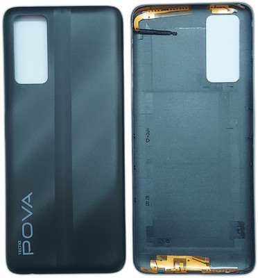 Spares4ever Tecno Pova 2 Black Replacement Back Panel(Black)