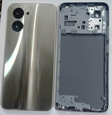 SPAREASP Realme C33 Full Housing with Middle Ring (Middle Ring + Back Panel) Gold Back Panel(Gold)