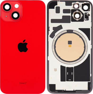 Spares4ever iPhone 14 Red Replacement Glass with Camera Lens and Magsafe Magnet Back Panel(Red)