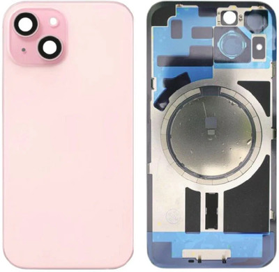 KezeMize Apple iPhone 15 Real Housing Glass + Camera Lens + Metal Plate + Magsafe Magnets Back Panel(Pink)