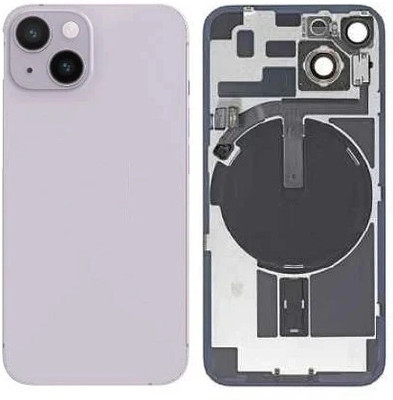 Kraze4blaze Apple iPhone 14 Plus Real Housing Glass + Camera Lens + Metal Plate + Magsafe Magnets Back Panel(Purple)