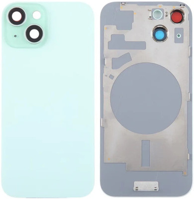 KezeMize Apple iPhone 15 Plus Real Housing Glass + Camera Lens + Metal Plate + Magsafe Magnets Back Panel(Green)