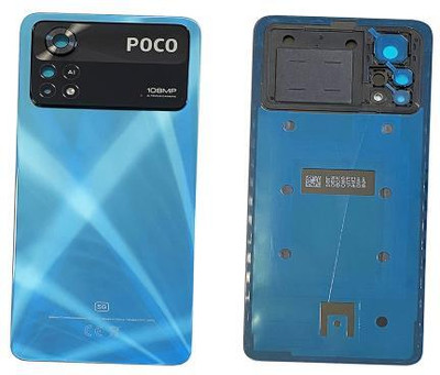 Sandreezz Xiaomi Poco X4 Pro 5G (With Camera lens) (Glass) (with Proper Logo) (Best Quality) Back Panel(Laser Blue)