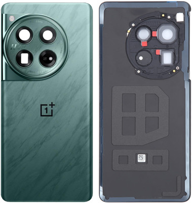 Unique4Ever OnePlus 12 (Original Glass) with Camera Ring Lens Back Panel(Flowy Emerald)