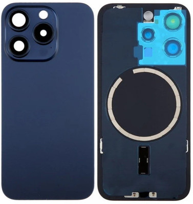 KezeMize Apple iPhone 15 Pro Real Housing Glass + Camera Lens + Metal Plate + Magsafe Magnets Back Panel(Blue Titanium)