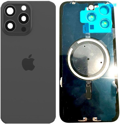 Sandreezz Apple iPhone 15 Pro Max Rear Housing Back Glass + Camera Lens + Magsafe Magnets Back Panel(Black Titanium)